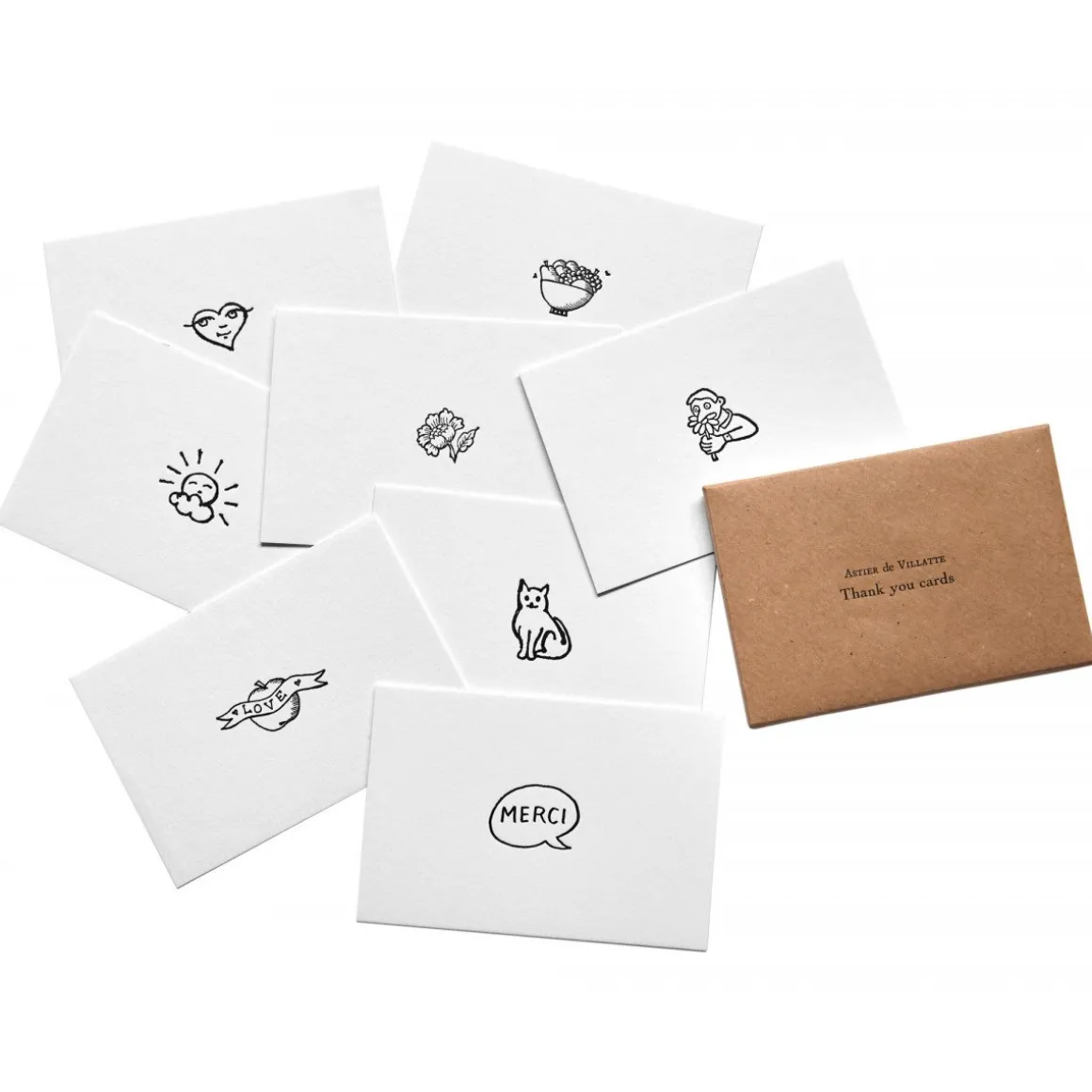 Astier de Villatte Cartes De Remerciement Simple (Lot De 8)