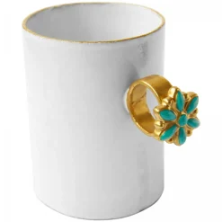Astier de Villatte Tasse Bague Fleur Turquoise
